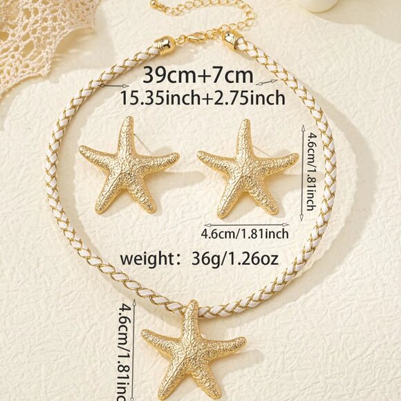 Gold-Tone Starfish Necklace & Earring Set – Beachy Chic Vibes! - Picture 5 of 5